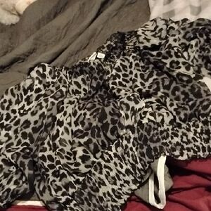 Cato Black and Gray Leopard Print Skirt Set